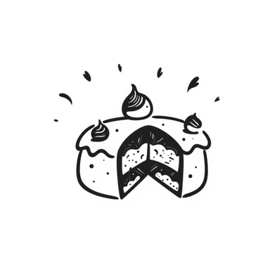 hand-drawn sketch of a cake with a bite taken out of it sticker