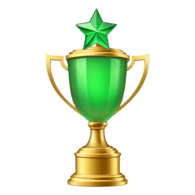 cinematic realistic green trophy on the gold stand sticker