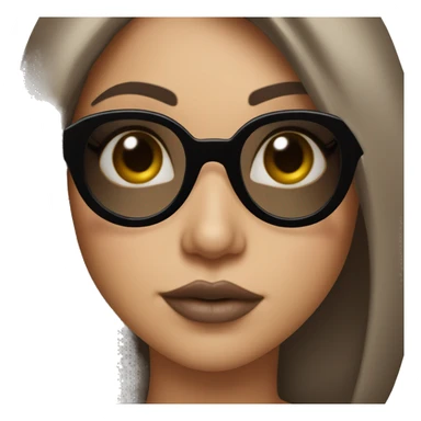 brunette girl with bob, black sunglasses and nude lipstick blowing a kiss by lowering her glasses and winking sticker