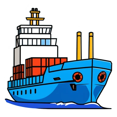 Cargo container ship in ocean sticker