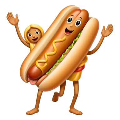 Hot dog with 2 arms and 2 legs  sticker