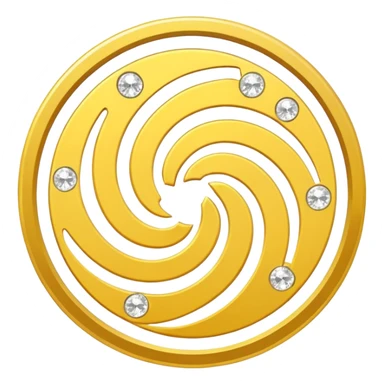 classic emoji style gold coin with magic sparkles swirling around it sticker