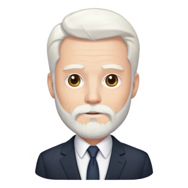 evil man in suit with white hair and white poined be sticker