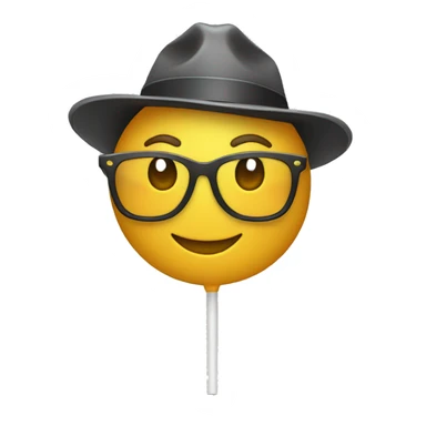 nerd emoji with propeller-hat holding a lollipop sticker