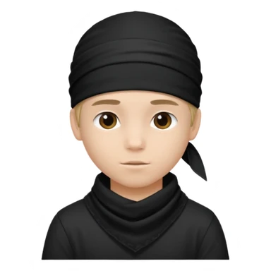 Make a boy wearing black bandana with some design on it  sticker