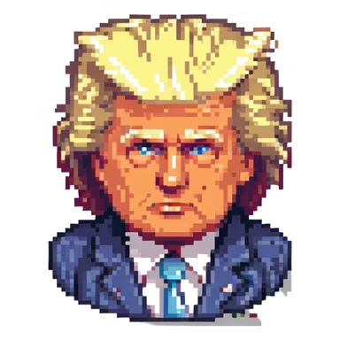 pixel art of Donald Trump, exaggerated hair sticker