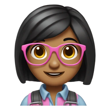 Cute and girly bob the builder with black hair and glasses sticker