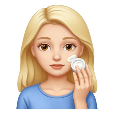 white girl applying cream on face sticker