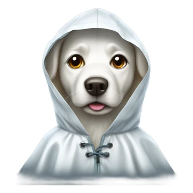 White dog with raincoat sticker