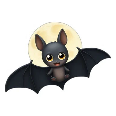dark baby bat wings in front of moon sticker