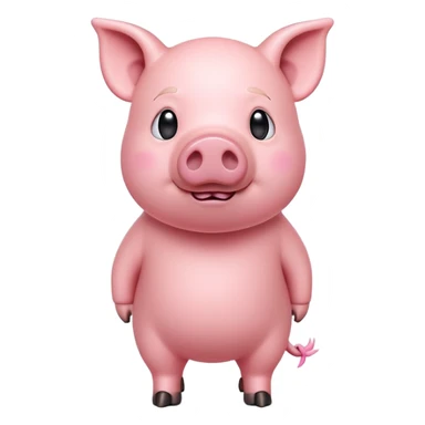 cinematic-[pig]-realistic-full-body-standing-emoji,-tail-flicking-lazily,-head-tilted-dramatically,-sleek-[pink]-skin,-simplified-yet-realistic-focused-features,-highly-detailed,-glowing-with-an-almost-sarcastic-glow sticker