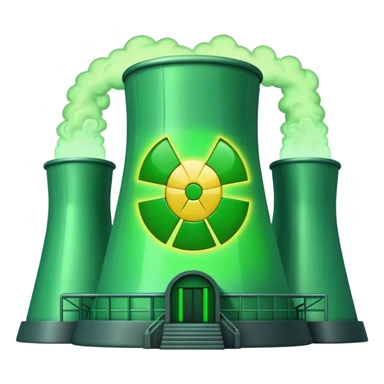 nuclear power plant with green radioactive glow, more realistic, emoji style, option 4 sticker