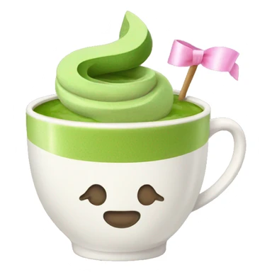 matcha in a cup with ribbon sticker