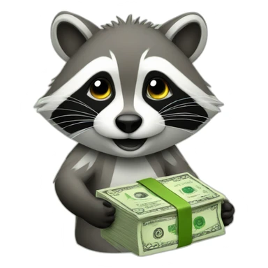 a racoon with money sticker