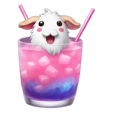 poro from lol inside a cocktail sticker