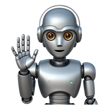 robot asking with hand sticker