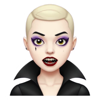 vampire with fangs and buzz cut black  sticker