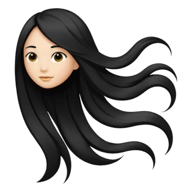 back view of long black hair sticker