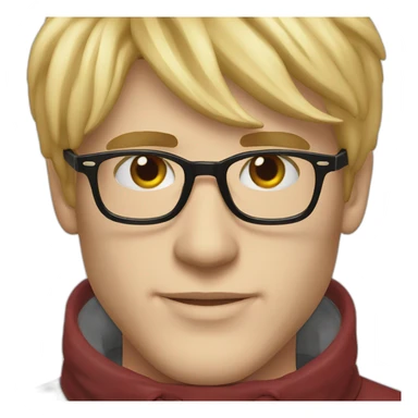 blond man confident persol glasses dark red pullover sticker