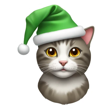 Cat wearing a Christmas hat sticker