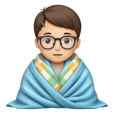 boy child with glasses with tucked blanket sticker