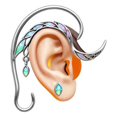 Elvish fae shiny sparkly iridescent translucent diaphanous ear climber ear cuff sticker