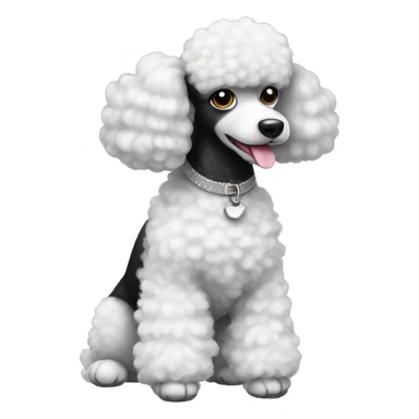 Poodle with black and white fur sticker