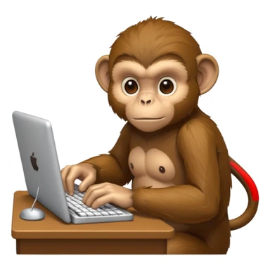 monkey typing the keyboard sticker