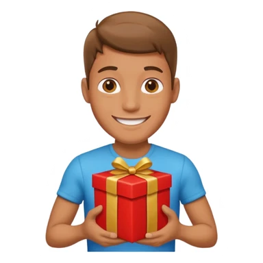 male Person holding a gift very hard sticker