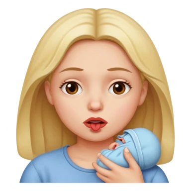 woman thinking of a baby while biting her lip sticker