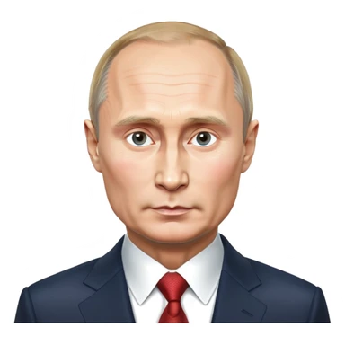 photorealistic emoji style portrait of Vladimir Putin, cool and confident look, round face, realistic details, smooth and polished, neutral background sticker