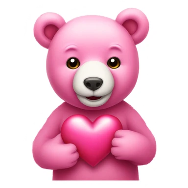 pink bear holding heart  sticker
