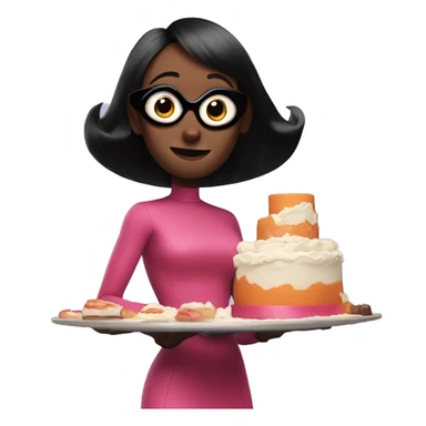 Edna from The Incredibles wearing a cake sticker