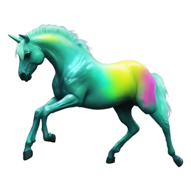 .Zombie_ Vaporwave black holographic oilslick zombie unicorn yellow caution tape sticker