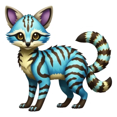 Rare realistic exotic cute epic pretty beautiful handsome gorgeous aesthetic colorful vibrant Vernid-Protogen-Primagen-Wickerbeast-Genet-species-Fakemon-hybrid-creature by LiLaiRa, beautiful intricate markings, full body sticker