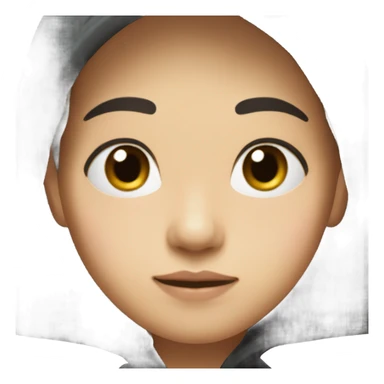 Asian, full lips, fair skin with dark brown eyes and long hair, black hoodie sticker