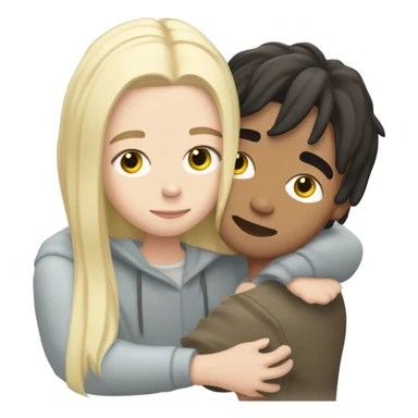 Billie eilish hugging with boy middle part hairs blonde mix with brunette hairs  sticker