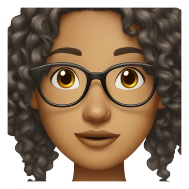 girl, big nose, long curly black hair, earrings, dark brown eyes, tan skin, freckles, glasses, glamour sticker