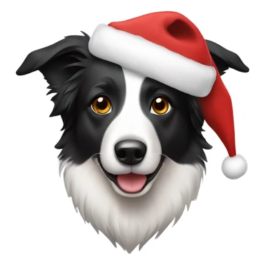 Border collie wearing christmas hat sticker