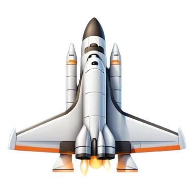 An icon featuring a space shuttle and an airplane against a starry sky, symbolizing aerospace technology. The design includes rocket boosters and satellite orbits, representing the exploration of space and advanced aviation. Transparent background sticker