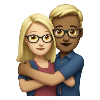 hugging blonde woman with glasses and brown-haired man sticker