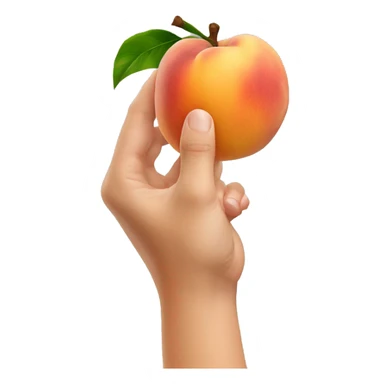 a hand that is holding a peach sticker