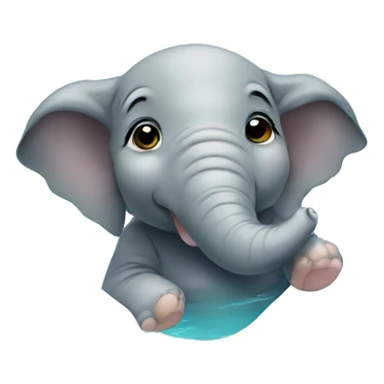baby elephant in the pool sticker