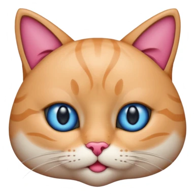 un emoji de lacara de un gato azul con rosa sorprendido sticker