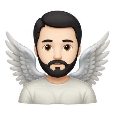  black hair, white bearded man angel sticker