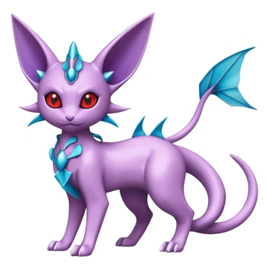 Mechanical Miraidon-Espeon-Mewtwo-Vaporeon-Fakémon-hybrid-creature (full body)  with red eyes and intricate markings sticker