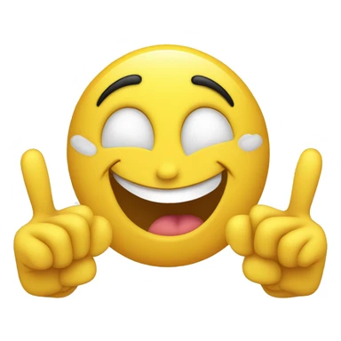 A yellow smiley face emoji grinning with tongue out, making the "horns" gesture with both hands. Eyes closed or squinting with laughter. Transparent background. sticker