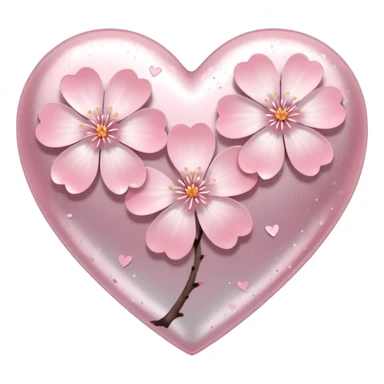 heart with a sakura blossom overlay and silver highlights sticker