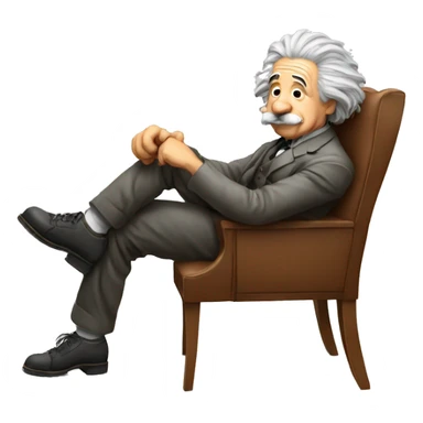 albert einstein sitting on chair and leaning on his fist sticker