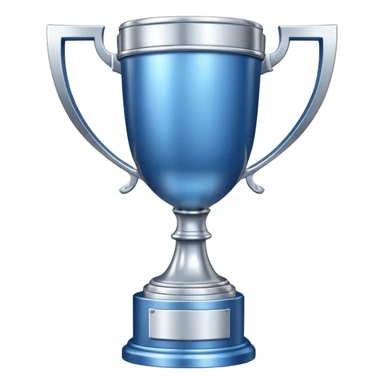 silver trophy with blue tint sticker